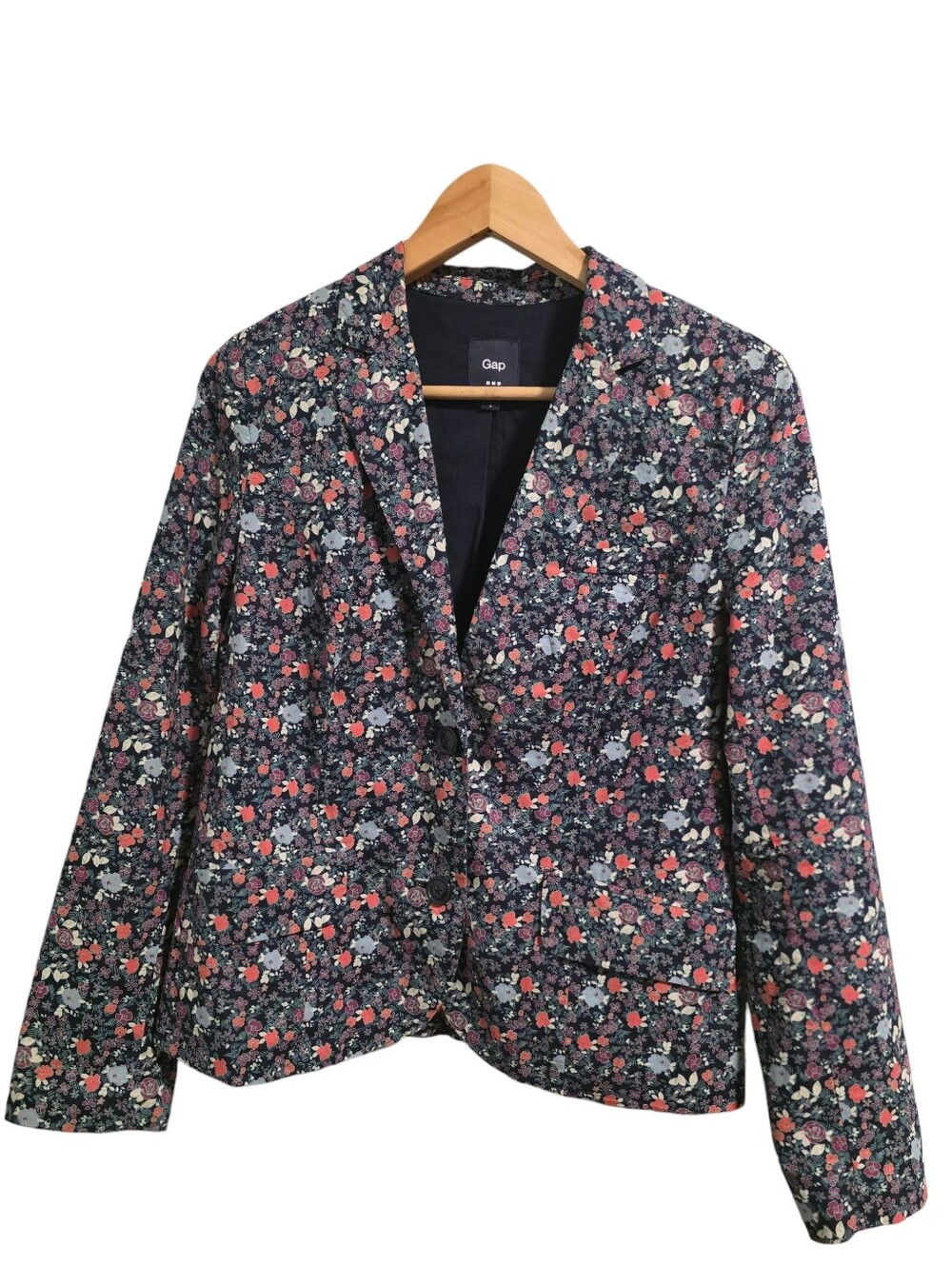 Gap EUC Dainty Floral Print 100% Shell Cotton Preppy Cottagecore Blazer Size 4